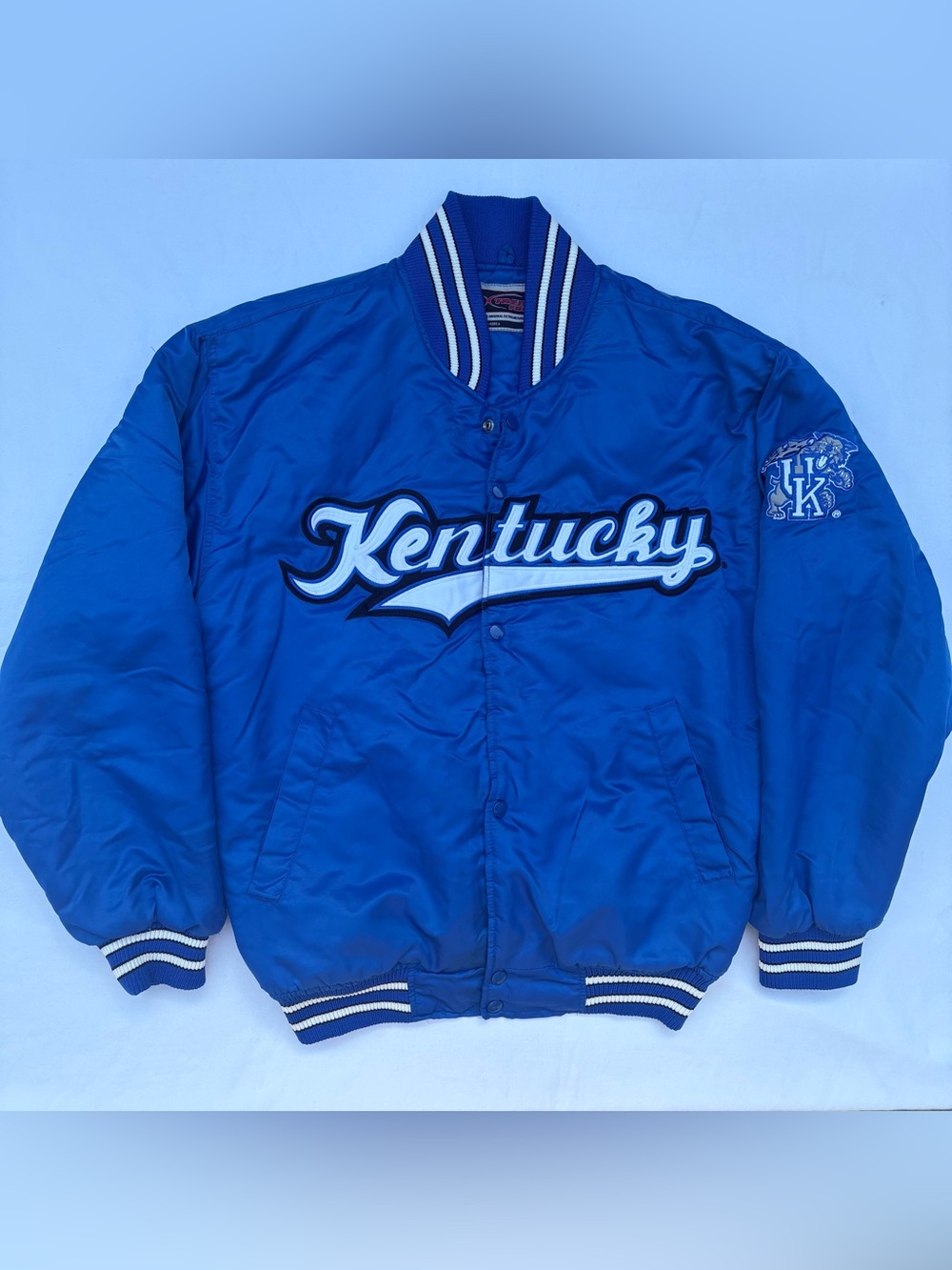 Vintage 90’s Kentucky Wildcats Satin Extreme Fanz Blue Bomber Jacket Men’s M